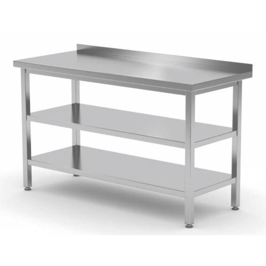 Stainless steel work table with splash edge | 70 cm deep | 5 formats