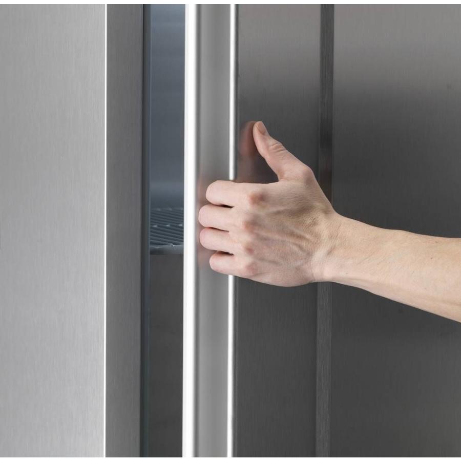 Réfrigérateur à porte simple en acier inoxydable noir | 2/1 GN | 614 litres