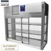 Stainless steel display case, 4 glass sides, 2 sliding doors - 100x41x91.5 cm