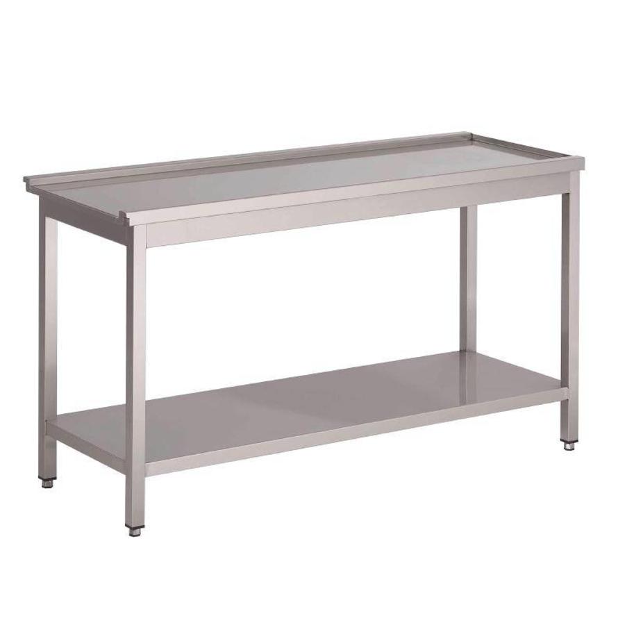 Stainless steel drain table for pass-through dishwasher