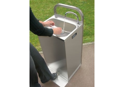  HorecaTraders Lavabo mobile avec commande au pied et 2 bidons de 13 litres 