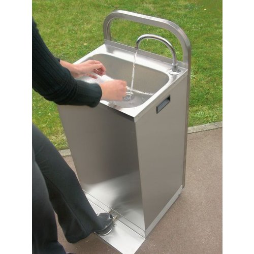  HorecaTraders Mobile Wash Basin with Foot Control with 2 x 13 liter jerry cans 
