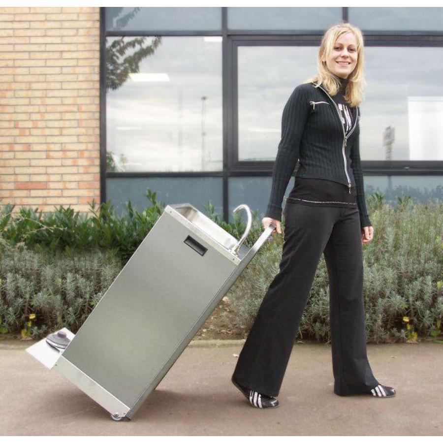 Lavabo mobile avec commande au pied et 2 bidons de 13 litres