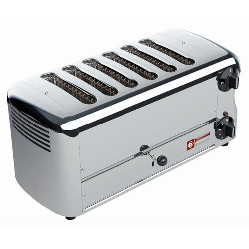  HorecaTraders 6 Sneden Toaster met timer en hoorbaar alarm 