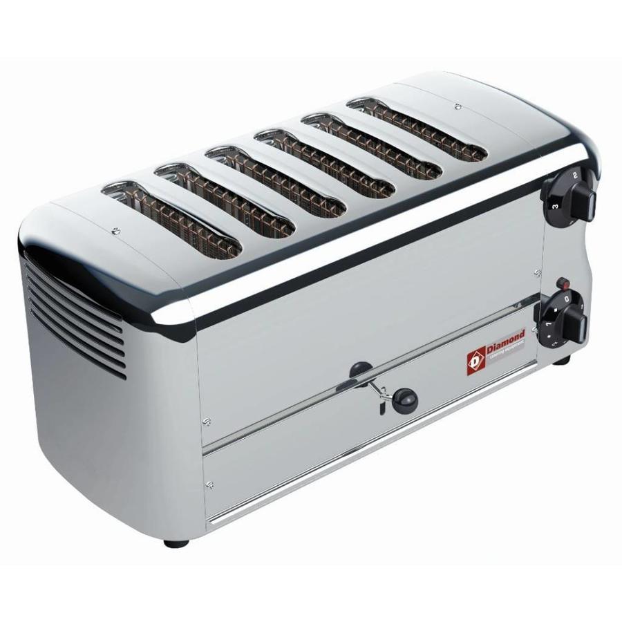 6 Sneden Toaster met timer en hoorbaar alarm