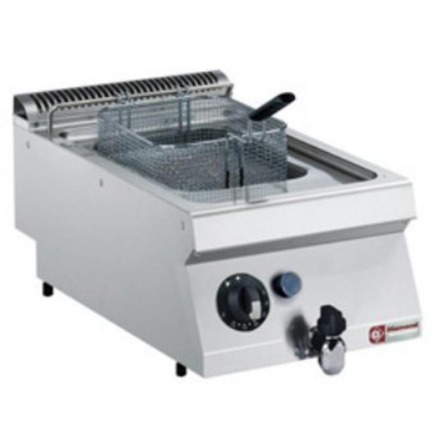 Friteuse à gaz en acier inoxydable | 7 litres | Avec zone froide | 120°C et 190°C