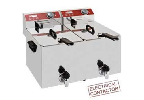  HorecaTraders Friteuse électrique | 2x8 litres | Avec robinets de vidange | 7 kW 