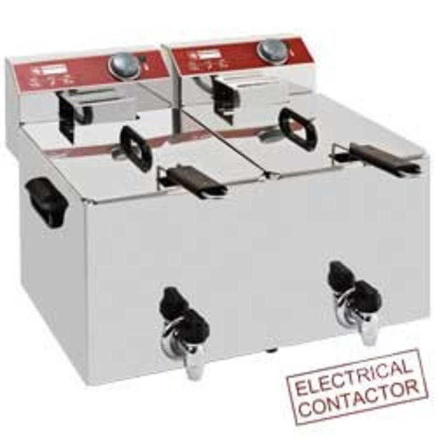 Electric Deep Fryer | 2x8 Liter | With Drain Taps | 7kW