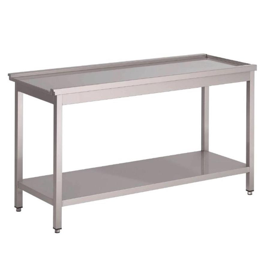 Stainless steel feed table for pass-through dishwasher