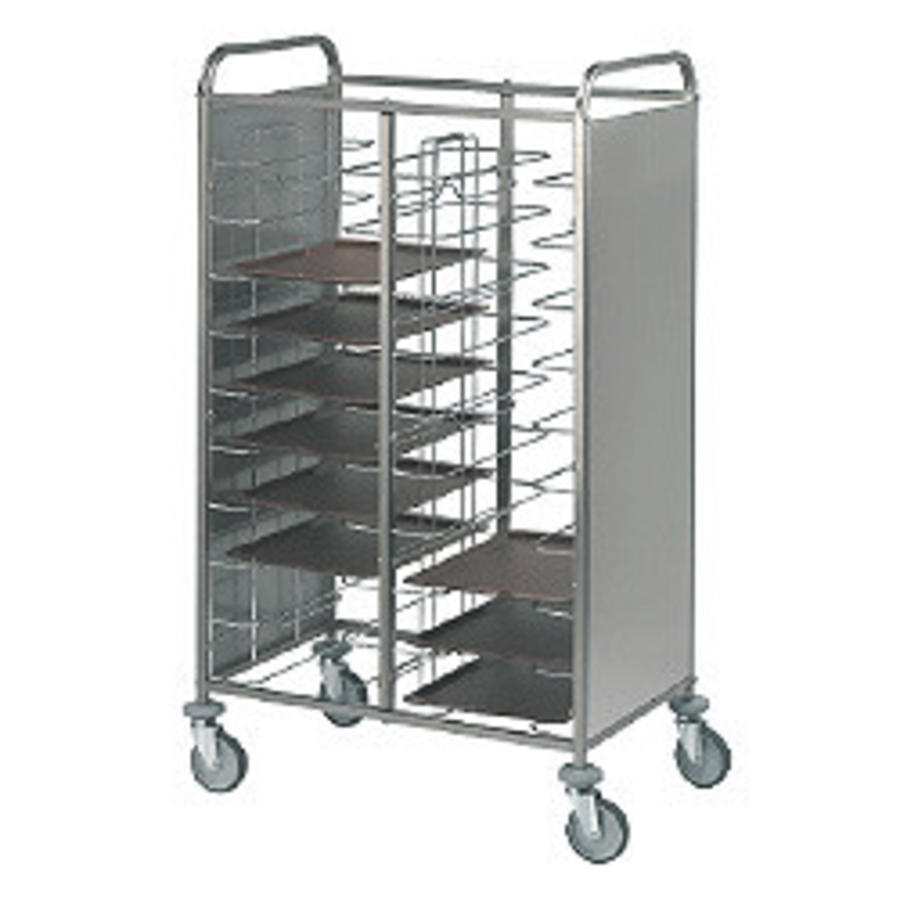 Chariot à étagères doubles 2 x 12 niveaux | Acier inoxydable