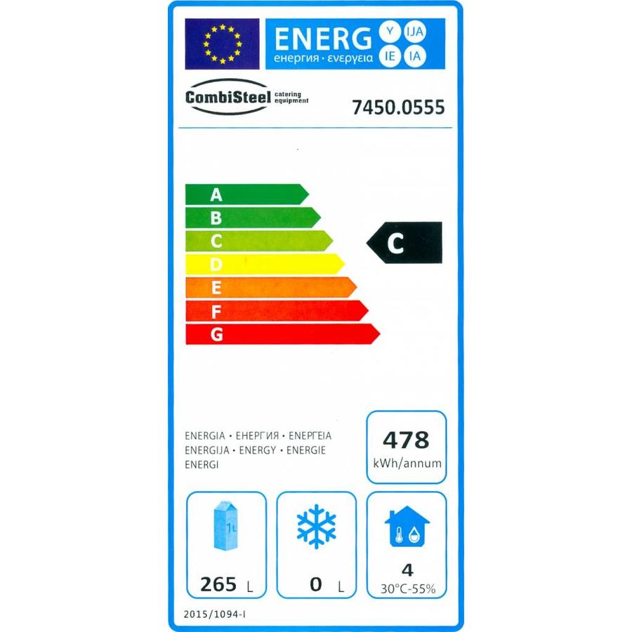 Réfrigérateur en acier inoxydable | 1 porte | 350 litres