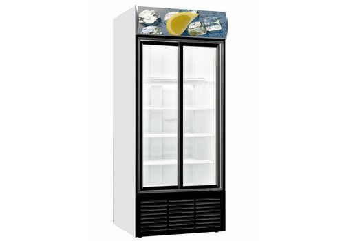  Combisteel Réfrigérateur avec portes coulissantes en verre | 880 (l) x 711 (p) x 2000 (h) mm 