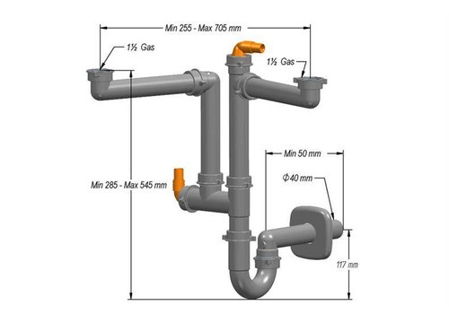  HorecaTraders Sifon voor spoelbakken SIF-102 