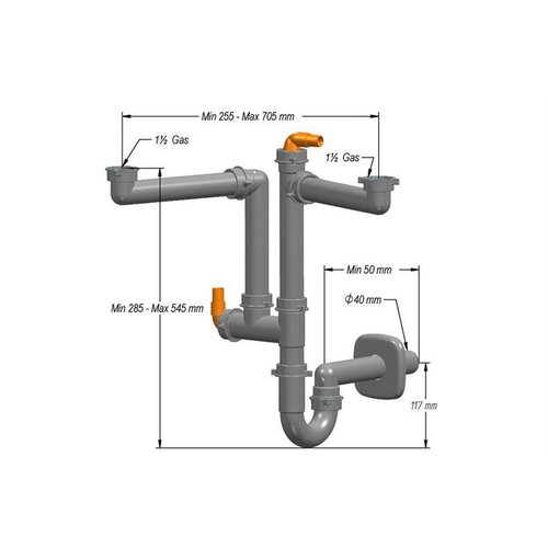  HorecaTraders Sifon voor spoelbakken SIF-102 