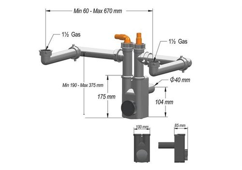  HorecaTraders Siphon for sinks SIF-202 