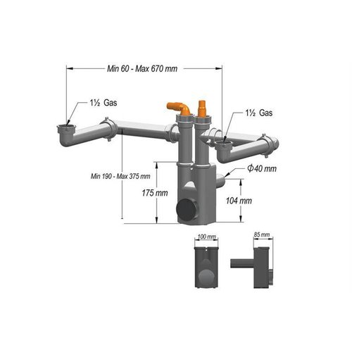 HorecaTraders Siphon für Waschbecken SIF-202 