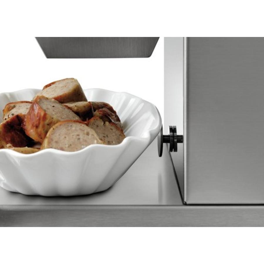 Electric currywurst cutter with double sickle blade