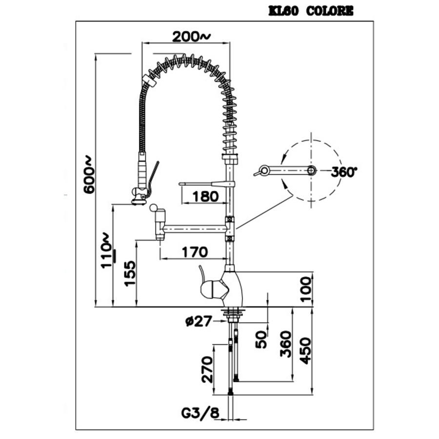 Mixer tap Stainless steel | (H)60cm