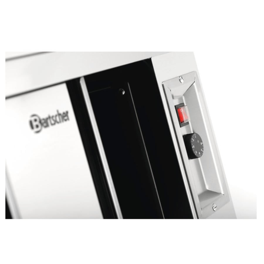 Stainless steel warming cabinet with sliding doors and intermediate shelf | W 1000 mm