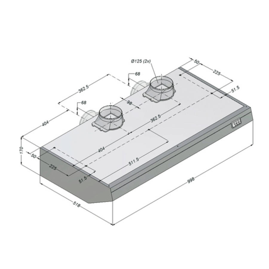 RVS Afzuigkappen met Motor | 100x520x170cm