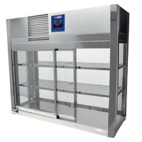 Stainless steel display case, 4 glass sides, 2 sliding doors - 80x41x70 cm