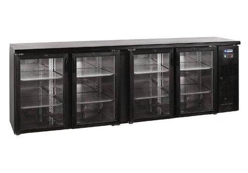  HorecaTraders Bar réfrigéré avec 4 portes vitrées | 630 litres 