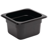 Bacs gastronormes en plastique noir 1/6 | 3 formats