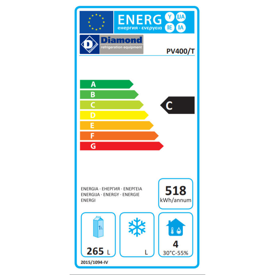 Réfrigérateur en acier inoxydable 402 litres