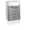 HorecaTraders Bottle Fridge | White | 2 Glass Sliding Doors | 100 litres