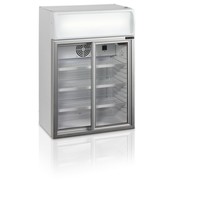 Refroidisseur de bouteilles | Blanc | 2 portes coulissantes en verre | 100 litres