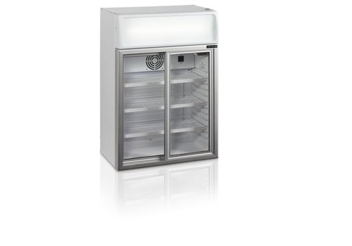  HorecaTraders Refroidisseur de bouteilles | Blanc | 2 portes coulissantes en verre | 100 litres 