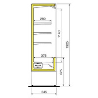 Gekoelde wandmeubel met 4 schappen - RVS - 1200x545xh1925 mm