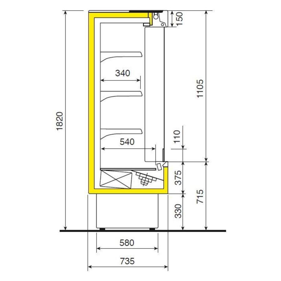 Luxuriöses, cooles Wandmöbel aus Edelstahl – Stahl/Edelstahl – 3 Ventilatoren – gehärtetes Glas