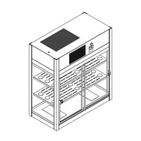 Rvs Vitrine, 4 glazen zijden, 4 schuifdeuren 2 aan elke zijde - 80x41x70 cm