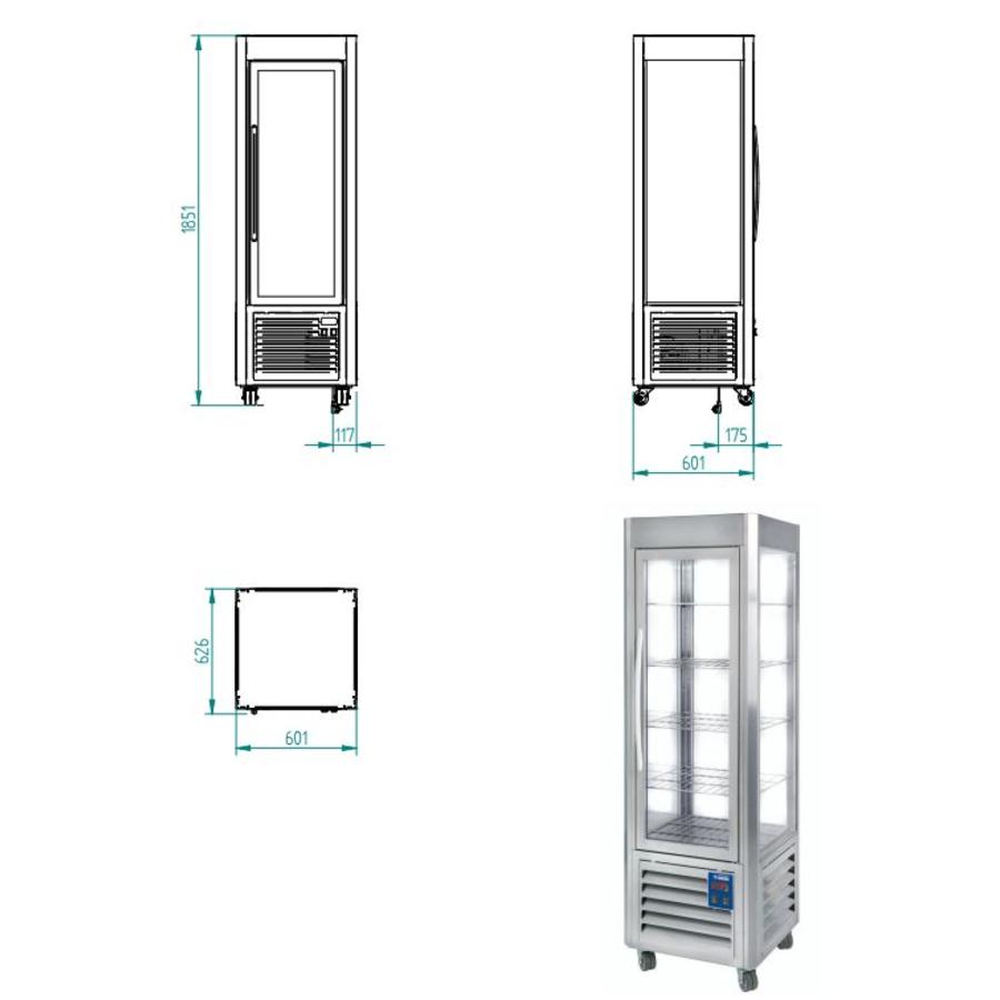 Vitrine à pâtisserie en acier inoxydable | 5 plateaux | 360 litres