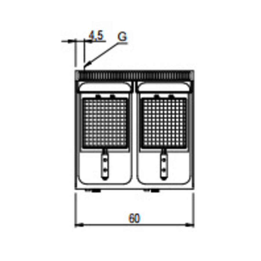 Friteuse à gaz | 2x8 litres | Modèle de table | 13,6 kW