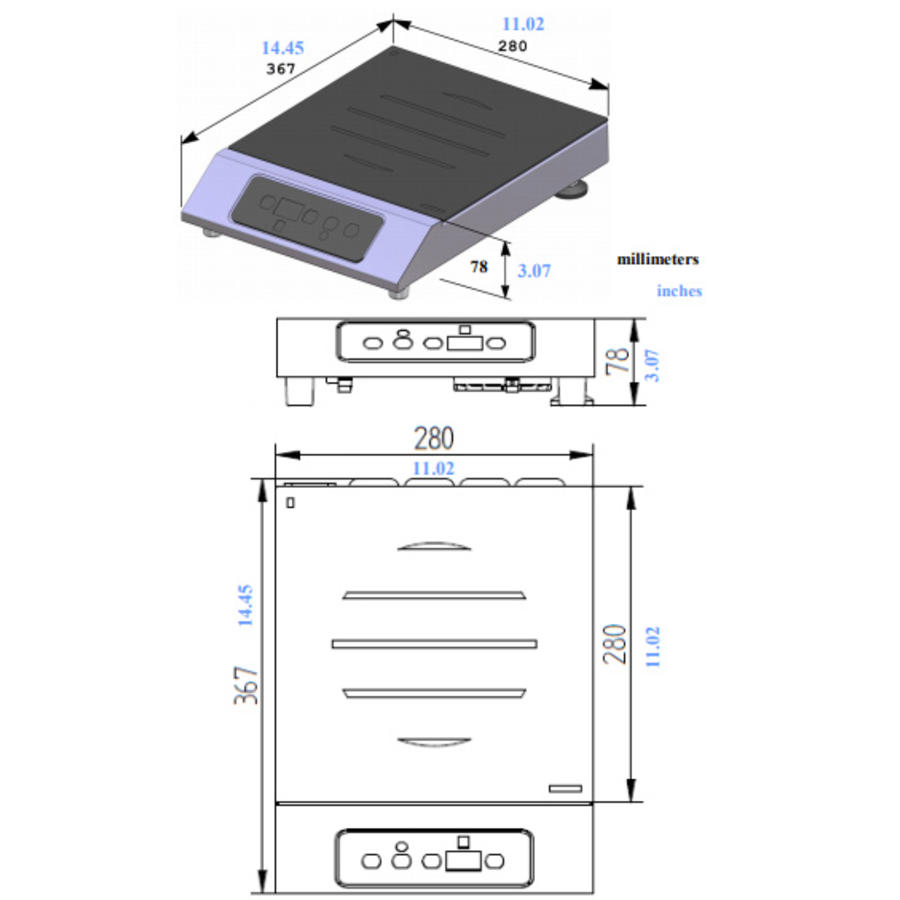 Inductieplaat 2500Watt | Tactiele toetsen