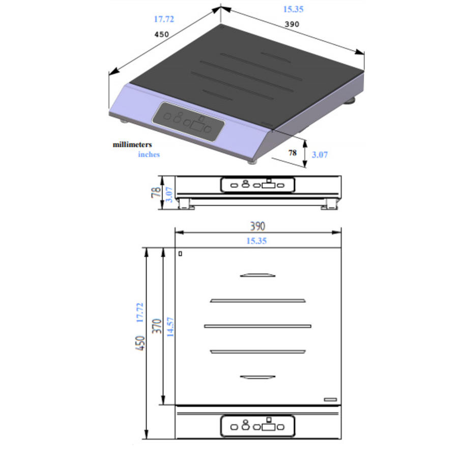 Inductieplaat 3000Watt | Tactiele toetsen