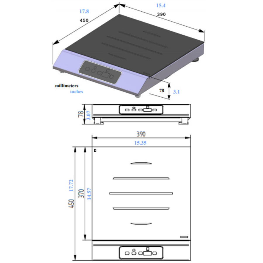 Inductieplaat 3500Watt | Tactiele toetsen