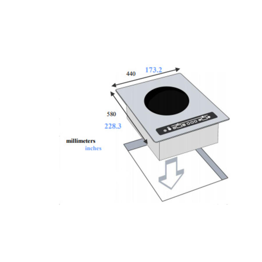 Inductieplaat Wok Inbouw 3600Watt | Tactiele toetsen