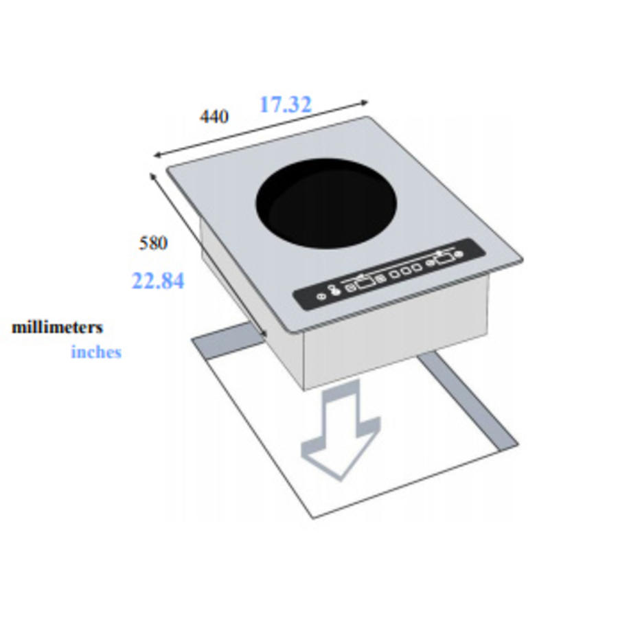 Plaque à induction Wok encastrable 6000 Watt | Touches tactiles