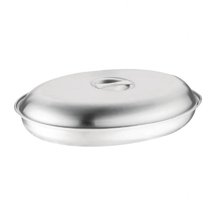 Ovale Schüssel mit Deckel aus Edelstahl | 5 Formate