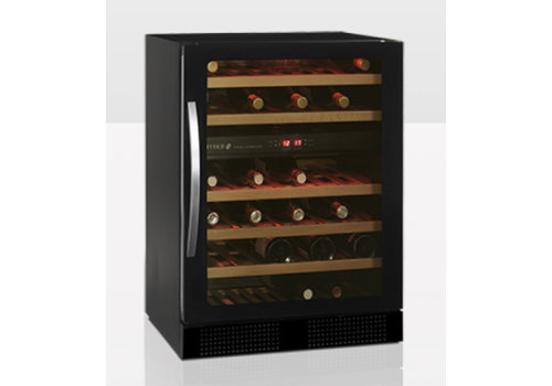  HorecaTraders Cave à vin noire avec porte vitrée TFW160-2F 