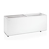 HorecaTraders Congélateur blanc avec 2 portes coulissantes plates en verre