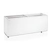 HorecaTraders White chest freezer with 2 flat glass sliding doors
