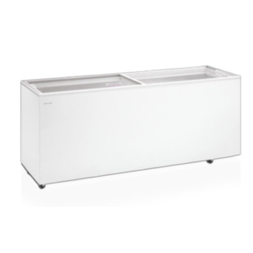  HorecaTraders Witte vrieskist met 2 platte glazen schuifdeuren 