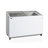 HorecaTraders White chest freezer with wheels | 1300x615x855