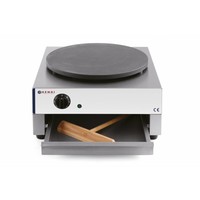 Plaque de cuisson à crêpes | Ø 400 mm | 3000 W | acier inoxydable | y compris le distributeur