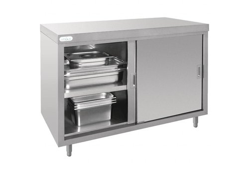  Vogue Stainless Steel Chest of Drawers with Sliding Doors | 120x60x(H)90cm 