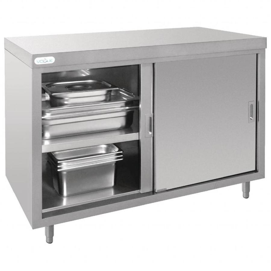 Commode en acier inoxydable avec portes coulissantes | 120x60x(H)90cm